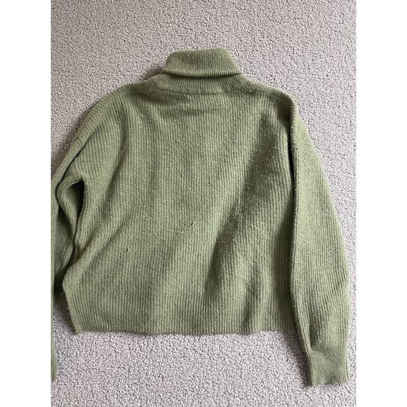 Madewell‎ Merino Wool Blend Mock Neck Size medium 14/ zip green pullover - Picture 6 of 6
